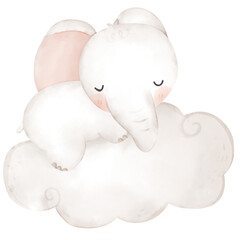 Cute elephant in watercolor 