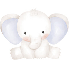 Cute elephant in watercolor 