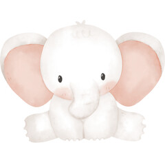 Cute elephant in watercolor 