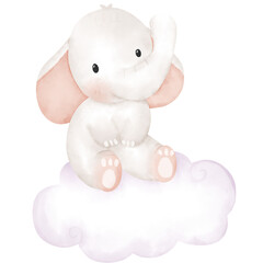 Cute elephant in watercolor 