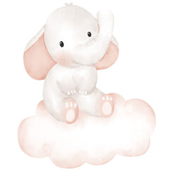 Cute elephant in watercolor 