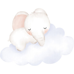 Cute elephant in watercolor 