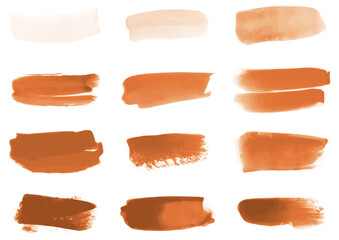 Set of orange watercolor brush stroke
