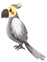 Cockatiel bird in cartoon style
