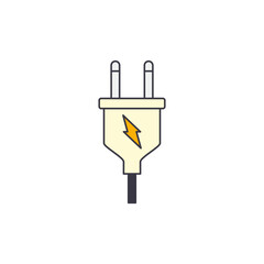 Power plug icon  in color, isolated on white background 