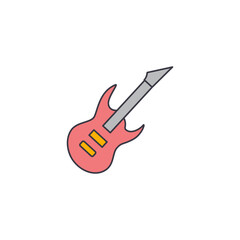 Electric guitar icon in color, isolated on white background 
