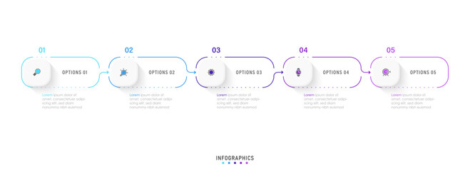 Vector Infographic label design template with icons and 5 options or steps. Can be used for process diagram, presentations, workflow layout, banner, flow chart, info graph.