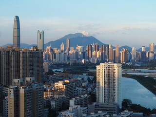Fototapeta premium City of Shenzhen landscape facing HongKong border