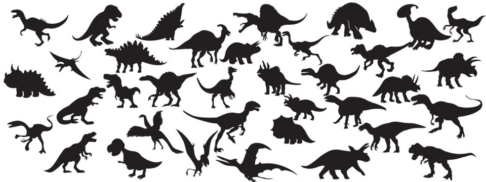 Dinosaurs and Jurassic dino monsters icons.
