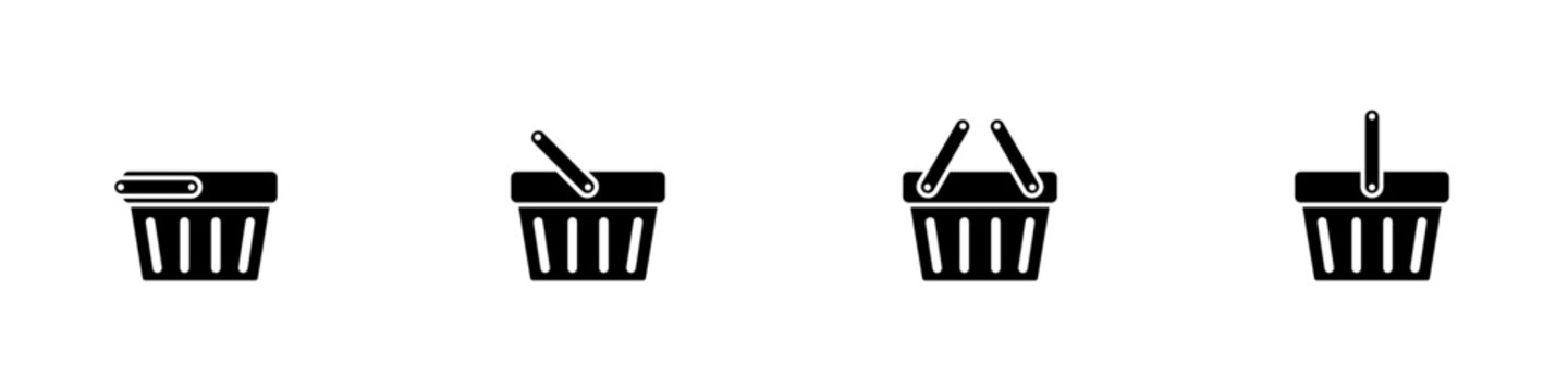 Conjunto de icono de canasta de compras. Concepto de comprar. Ilustraci&oacute;n vectorial