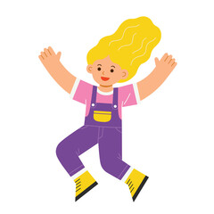 A girl jumping on the background. Vector illustration.