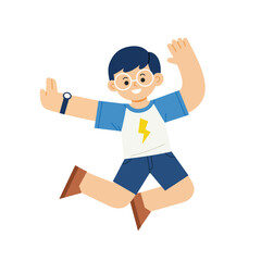 A boy jumping on the background. Vector illustration.