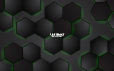 Abstract hexagonal shape green neon color background