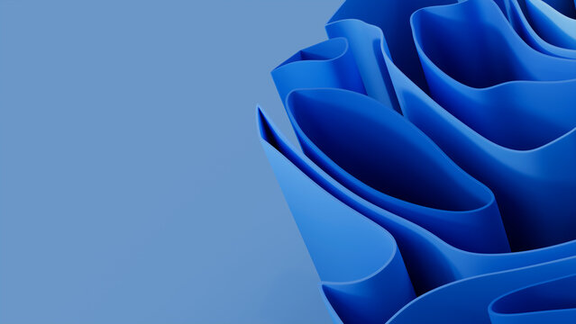 Abstract wallpaper created from Blue 3D Undulating lines. Colorful 3D Render with copy-space.  
