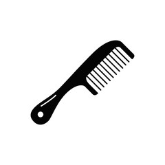 Classic comb icon in black flat glyph, filled style isolated on white background