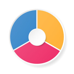 Basic circle infographic with 3 steps, process or options.