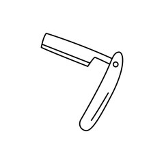 straight shaving razor icon in line style icon, isolated on white background
