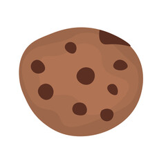 Tasty homemade cookie with chocolate chips on white background