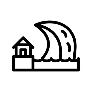 black tsunami wave over house clip art preview