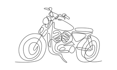 continuous line of old classic vintage motorcycle