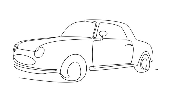 continuous line of car. Minimalist style black linear sketch