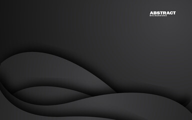 Abstract wave shape papercut dark black background vector