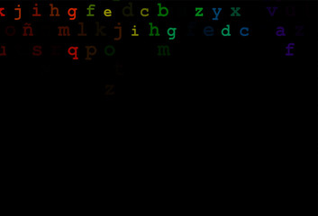 Dark multicolor, rainbow vector pattern with ABC symbols.