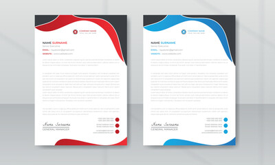 Clean and professional corporate company business letterhead template design with color variation bundle