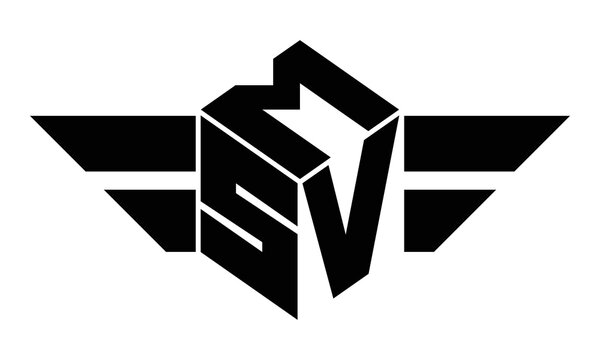 MSV three letter gaming logo in polygon cube shape logo design vector template. wordmark logo | emblem logo | monogram logo | initial letter logo | sports logo | minimalist logo | typography logo |