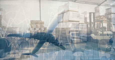 Digital illustration of plane starting with data processing