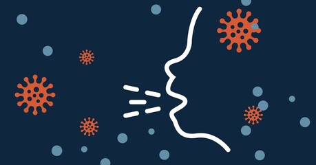 Digital illustration of people coughing and spreading coronavirus Covid19