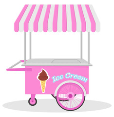 Ice cream cart.Trolley on a white background.Vector illustration.