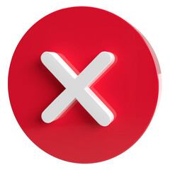 x mark icon 3d, buttons isolated on a transparent background