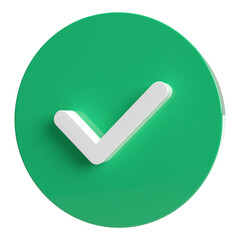 Checkmark  icon 3d, buttons isolated on a transparent background