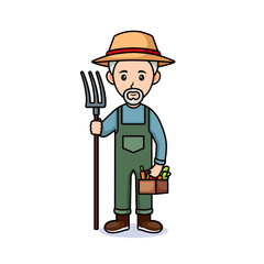 farmer vector illustration, male character carrying vegetables - obrazy, fototapety, plakaty