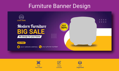 
Modern furniture big sale promotional social media Instagram cover  or banner template design  