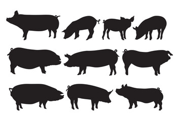 Swine pig, farm animal bundle stencil templates