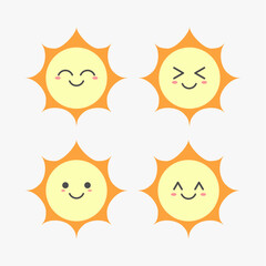 happy sun face vector collection