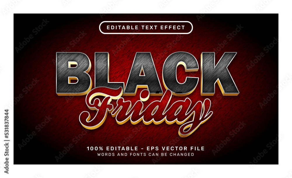 Poster black friday 3d text effect and editable text effect
