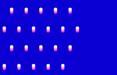 Geometric pink white shapes on bright blue background with space for text