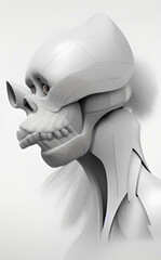 Skull head 3D cartoon fantasy graphic illustration art 
