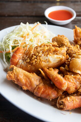 Fried Shrimps with Garlic. Thai seafood