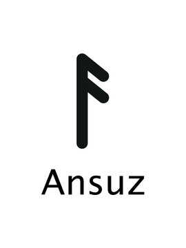 Ansuz of Runes alphabet. Writing ancient Germans. Vector Mystical symbols. 
Esoteric, occult, magic illustration for Tattoos.