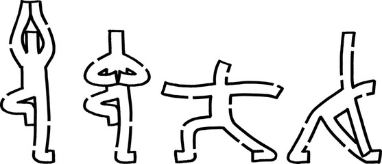 ヨガをする棒人間セット