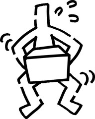 重い物を運ぶ棒人間