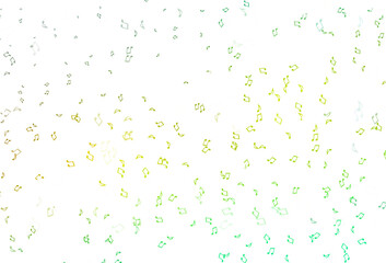 Light Green, Yellow vector pattern with music elements.