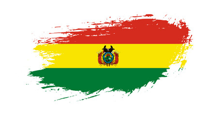 Free hand drawn grunge flag of Bolivia on isolated white background