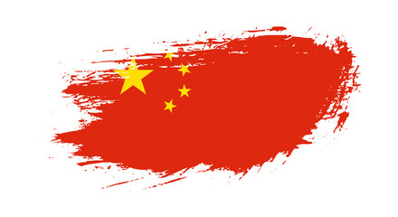 Free hand drawn grunge flag of China on isolated white background