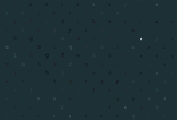 Dark blue vector cover with english symbols.