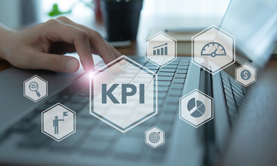 KPI concept. Key Performance Indicator using business intelligence metrics to measure achievement...